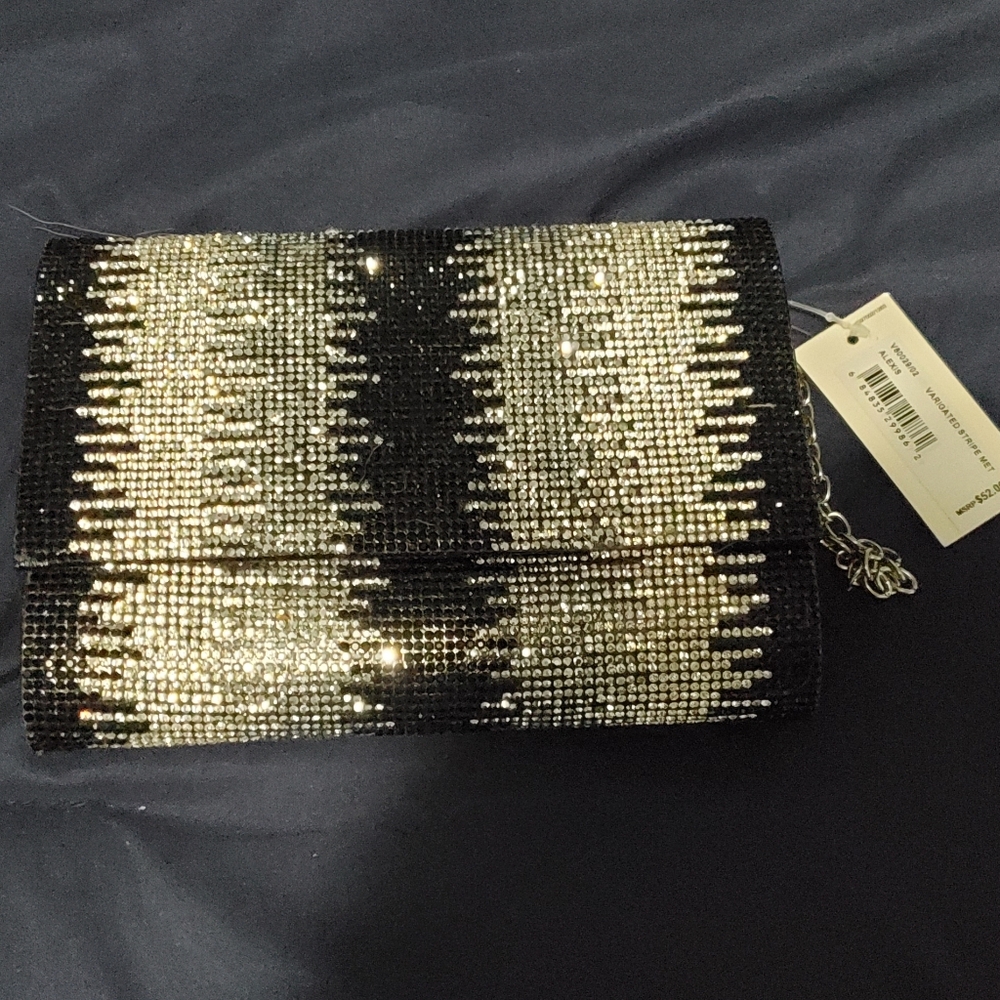 Jessica McClintock Black and Silver Beaded Bag